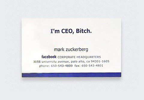 Mẫu card visit của Mark Zuckerberg